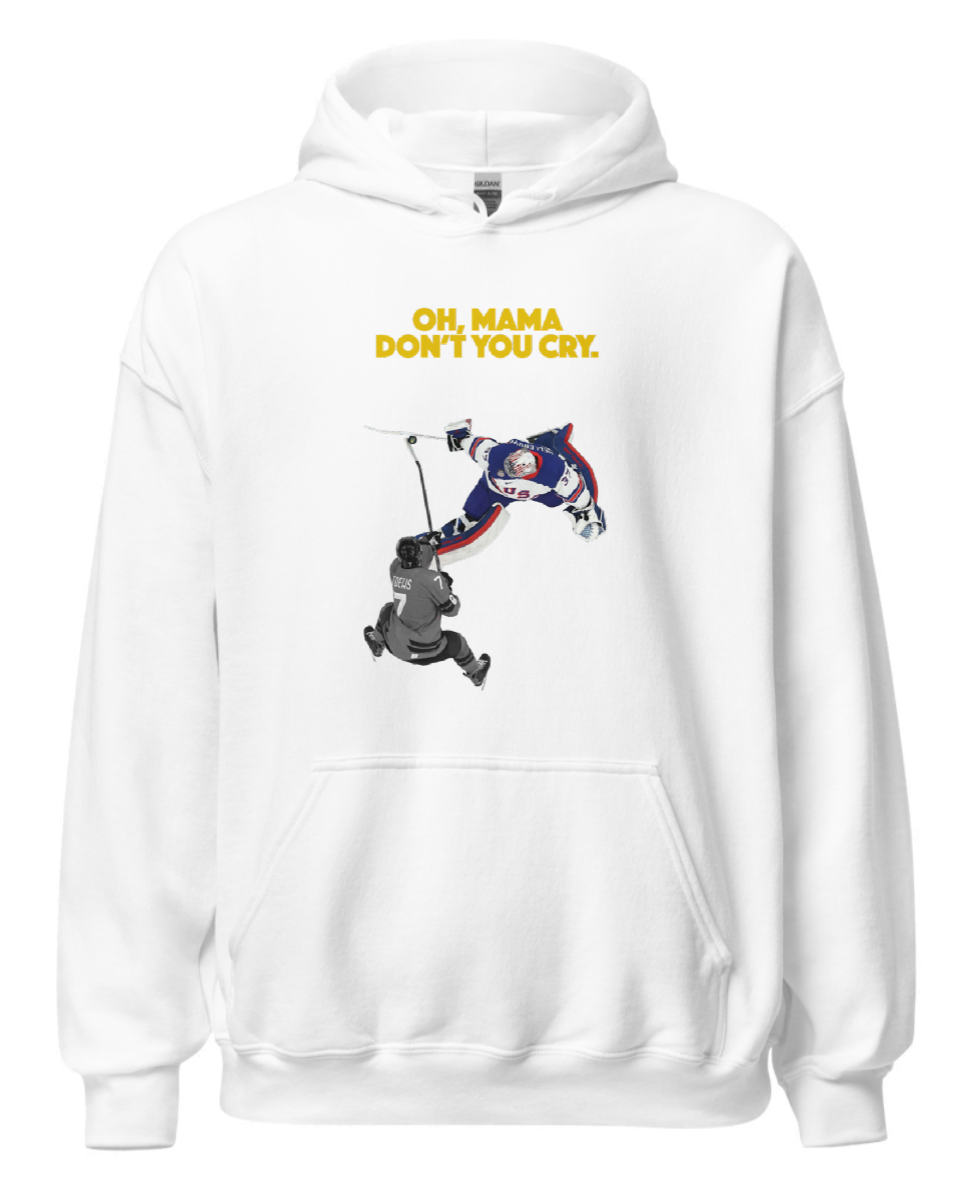 OH, MAMA DON'T YOU CRY: Connor Hellebuyck Hoodie